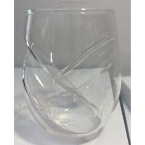 Unique Stemless Wine Glass Finger Indentation Thumb Indent Hand Blown Glass 5"